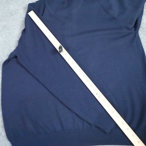Footjoy Mens Sweater XL Blue 100% Wool Argyle 1/4 Zip - Picture 7 of 8